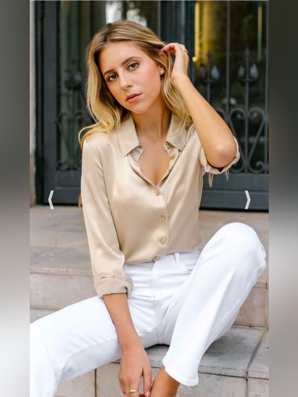Ravella Milano Silk Blouse Prosseco Gold Xs